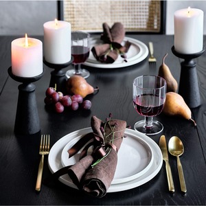 Porte-bougie moderne en métal noir avec un design élégant en colonne conique et une plaque supérieure ronde pour une décoration intérieure contemporaine - Product Image 6
