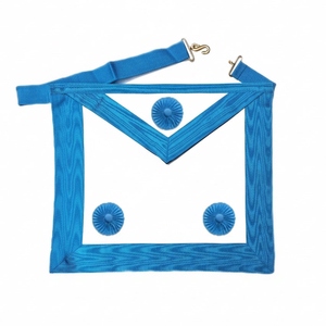 Master Mason Apron. 3 Rosettes Embroidered Masonic Regalia Apron with Safety <b>Pin</b>-Master Mason French Rite Sky Blue M - Product Image 1