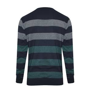 Sweat-shirt à col rond rayé en tricot pour homme, coupe classique, manches longues, bleu foncé, gris, vert, décontracté pour l'automne - Product Image 2