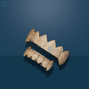 Grillz de Hip Hop en Oro Blanco con Diamantes Cultivados en Laboratorio, 6 Dientes Superiores y 6 Inferiores, Ajuste Personalizado, Plata de Ley 925 - Product Image 4