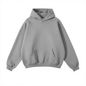 <b>Men's</b> <b>Orange</b> Hooded <b>Sweatshirt</b> Oversized Fit Fleece Embroidered Eco-Friendly Casual Autumn Style Solid Color Pocket Design - Product Image 4