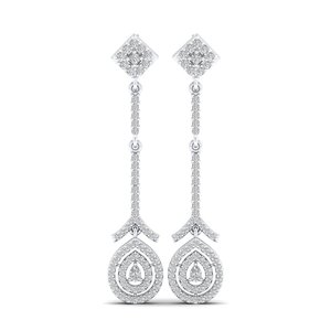 REYES Sparking 925 Sterling Silver Moissanite Dangle Drop Earrings Exclusive Long Chain Pattern 14K Gold Plated Fine Jewelry - Product Image 2