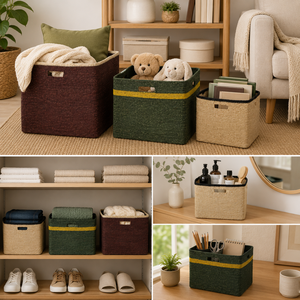 Rustic <b>Plant</b> Fiber Storage <b>Baskets</b> Set Bowl Shape Eco-Friendly Home Decoration Neatening Big Organization <b>Basket</b> - Product Image 6