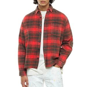 <b>Men's</b> Red Plaid Flannel <b>Shirt</b> Full Sleeve Cotton Autumn Casual Motorcycle Kevlar <b>Shirts</b> with customize logo of your - Product Image 1