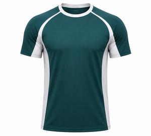 T-shirt à manches courtes pour homme, coupe classique, col rond, manches raglan, couleur unie, séchage rapide, style sportif, tissu tricoté 100% polyester - Product Image 1