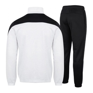 Conjunto Deportivo Personalizado para Hombre, Dos Piezas, Blanco y Negro, Chaqueta con Cierre Completo y Cuello Alto, Pantalones Deportivos para Correr, Entrenamiento y Actividades Deportivas - Product Image 2