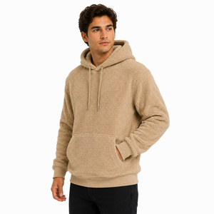 Custom <b>Men</b> <b>Sherpa</b> Hoodie <b>Fleece</b> Pullover Sweatshirt Kangaroo Pocket Solid Color Custom <b>Men</b> <b>Sherpa</b> Hoodie <b>Fleece</b> Pullover - Product Image 5