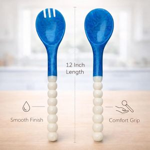 ชุดเสิร์ฟสลัดเรซิ่นสีน้ำเงิน ช้อนและส้อมสลัดด้ามยาว ที่คีบสลัดเรซิ่นทำมือคุณภาพพรีเมียมสำหรับผสม คลุก และเสิร์ฟ - Product Image 3