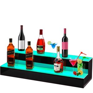 30-Inch LED Lighted Liquor Bottle <b>Display</b> <b>Shelf</b> 2-Step Fashionable LED Bar <b>Shelves</b> for Home/Commercial Use - Product Image 1