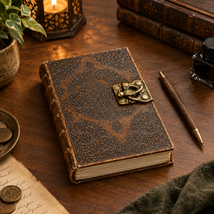 Premium B5 Floral Embossed Handmade Cotton Paper Leather <b>Journal</b> Recycled Art & Collectible Cute Antique Brown Hardcover - Product Image 1