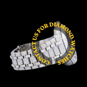 Reloj de Pulsera Exclusivo para Hombre, con Diamantes Moissanite, Esfera Redonda de Oro Blanco, Números Arábigos, Estilo Hip Hop, Personalizado - Product Image 3