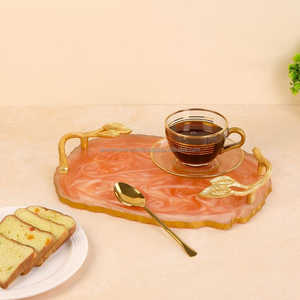 Juego de posavasos de bandeja de servicio de resina chapada a mano, chapado en madera de alta calidad, personalizado, para el hogar, restaurante, comida india, ocasiones - Product Image 2