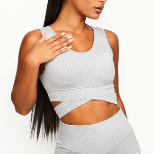 Women's Seamless Sports Bra Scoop Neck Spaghetti Strap Solid Color Cut-Out Yoga Workout Wear Medium Support Breathable - Product Image 1