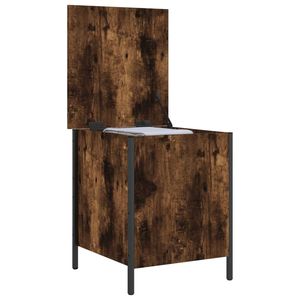Banc de rangement compact en bois d'ingénierie chêne fumé et métal pour meubles de salon - Product Image 5