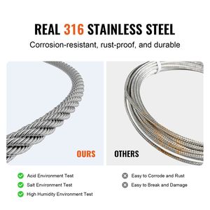 Kit Cavo in Acciaio Inossidabile 316 da 1/8'' x 31,4 m (100 ft) con 20 Guaine, 10 Puntali, Resistenza alla Rottura 1600 Libbre, e Clip per Fune Metallica 7x7 - Product Image 2