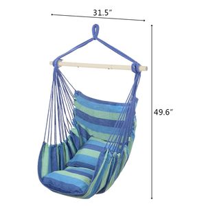 Sedia Sospesa con Cuscini in Tela di Cotone Blu, Distintiva Poltrona per Soggiorno - Product Image 2