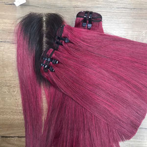 Vente en gros d'extensions de cheveux vietnamiennes droites en os de vin ombré de haute qualité 100% à double extrémité dessinée pour le tissage - Product Image 2