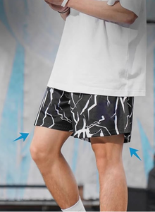 Men s Black White Geometric Print Basketball Shorts Quick Dry Elastic Waist Sporty Style Short Length Woven Polyester Quick Dry - Product Image 3