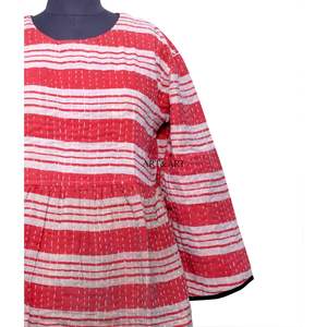 Robe longue décontractée en coton kantha, style rayé vintage, nouvelle arrivée, robe maxi patchwork bohème indienne pour femmes - Product Image 3