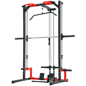 Smith Machine Power Rack per Home Gym con Panca Regolabile, Barra per Trazioni, Sistema Lat Pulldown, Squat Rack e Barra per Bilanciere - Product Image 1