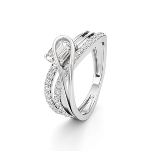 Bague de fiançailles élégante en argent sterling 925 avec perle d'eau douce taille goutte d'eau et sertissage en canal pour femme - Product Image 3