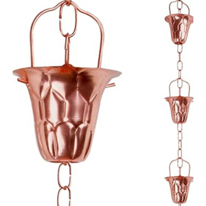Cadena de lluvia decorativa de campanas martilladas de cobre puro Marrgon, reemplazo de bajante de canalón para decoración exterior de jardín y hogar, desviador - Product Image 4