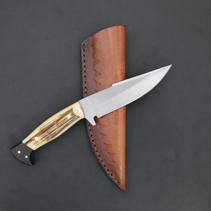 A&M ENTERPRISES Premium Stainless Steel Fixed Blade Drop Point Utility Skinner <b>Knife</b> Natural <b>Bone</b> <b>Handle</b> Leather Sheath <b>Knife</b> - Product Image 1