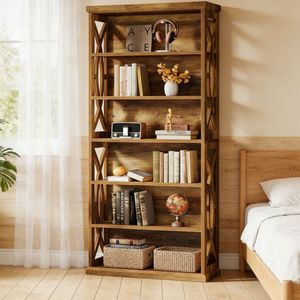 <b>Tall</b> Bookshelf Stylish Bookcase for Home or Office Versatile <b>Storage</b> Solution - Product Image 6