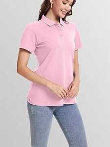 T-shirts pour femmes en coton 100% Oxford tricoté, décontractés, imprimés, respirants, anti-plis, écologiques, couleur rose, avec logo personnalisé, vente en gros - Product Image 4