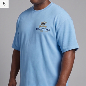 เสื้อยืดแขนสั้นวาฟเฟิลไซส์ใหญ่สำหรับผู้ชาย คอกลม แห้งเร็ว เสื้อยืดวาฟเฟิลสไตล์สตรีทสำหรับฤดูร้อน เสื้อยืดวาฟเฟิลผู้ชาย - Product Image 5