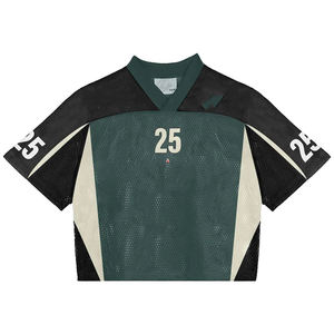 เสื้อยืดโอเวอร์ไซส์ทรงบ็อกซี่ผ้าตาข่ายแบบครอปสำหรับผู้ชาย สไตล์สตรีทแวร์แนวสปอร์ต  พร้อมลายตัวอักษรแบบเรียบๆ - Product Image 3