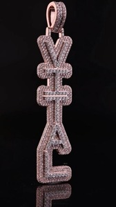 Pendentif Lettre YITAL en Moissanite, Argent 925, Micro-incrustation de Cristaux Strass, Breloque Thème Unisexe, Bijoux Style Hip-Hop - Product Image 2