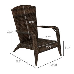 Sedia da Patio Adirondack in Rattan Bianco Crema con Cuscini Morbidi e Schienale Alto Curvo per Terrazza e Giardino in Resina PE Impilabile - Product Image 3