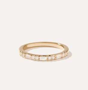 Baguette Cut Half <b>Eternity</b> Moissanite 2MM Luxury Wedding Band 925 Sterling <b>Silver</b> Gold Plated Stackable Bridal <b>Ring</b> Gift Her - Product Image 1
