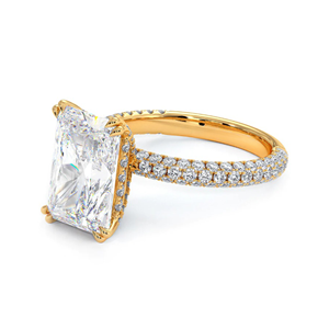 Bague de fiançailles et de mariage en diamant radiant cultivé en laboratoire certifié IGI, 4,75 carats, or jaune 14 carats, bijou cadeau pour fête - Product Image 3