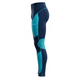 Amkoor Leggings de compression pour hommes, longueur intégrale, bleu foncé, vert sarcelle, en Spandex/Nylon, séchage rapide, taille élastique, collants de sport - Product Image 3