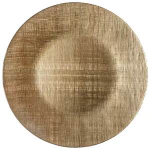 Assiette de présentation en verre de conception rétro, fabriquée à la machine, ronde, texturée en lin, vert, bleu, blanc, pour la maison, les mariages, les fêtes et les banquets - Product Image 5