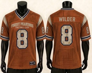 Maillot de football personnalisé en mesh, Forest Phantoms, marron et blanc, numéro 8, uniforme d'équipe, respirant, séchage rapide, vêtements de sport, vente en gros - Product Image 1