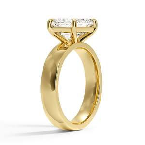 Belle bague solitaire fabriquée en or jaune massif 14 carats - Product Image 2