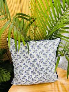 Premium Handmade Cotton Piping <b>Pillow</b> Cover, Florals Block Print Design Cotton Fabric <b>Throw</b> <b>Pillow</b> Covers - Product Image 2