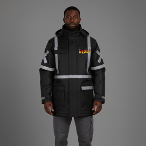100% Polyester Winter Outdoor <b>Work</b> Warm LED Flash <b>Waterproof</b> Class 1 Customized Logo Men's Workwear Safety Jacket - Product Image 4