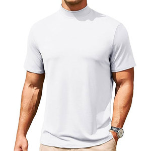 <b>Men's</b> Solid Green Mock Turtleneck Short Sleeve Pullover T-<b>Shirt</b> Breathable Knitted Casual Top Summer Wear - Product Image 6