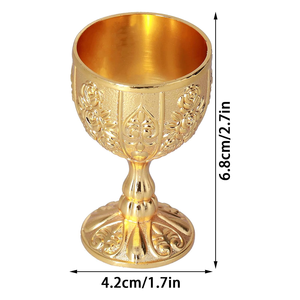 Calice in Ottone Stile Vintage Dorato, Bicchiere Decorativo in Metallo, Design Antico Medievale per Arredamento Casa, Bar, Tavola e Feste - Product Image 4