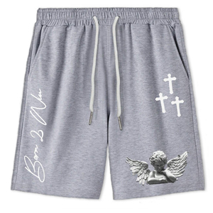 Shorts en molleton décontractés pour hommes, coupe ample, style streetwear minimaliste, en coton épais, collection 2026, vente chaude, broderie OEM - Product Image 1