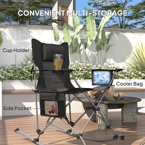 Set di 2 Sedie da Campeggio Pieghevoli Nere con Poggiatesta, Borsa Termica, Portabicchieri e Borsa per il Trasporto - Product Image 6