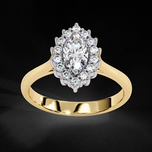 Anillo de Compromiso con Halo de Moissanita Marquise, Anillo de Plata de Ley 925, Anillo de Promesa Vintage, Anillo con Halo de Diamantes - Product Image 4
