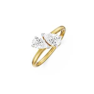 Bague en argent avec moissanite taille poire et placage or, bande croisée sculptée à deux pierres pour femme, bijoux de mariée - Product Image 4