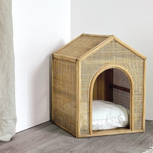 Rattan dog house with legs cane webbing <b>cat</b> nest houses for dogs outdoor indoor pet furniture - Product Image 2