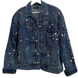 Chaqueta Vaquera de Hombre, Estilo Urbano, con Diamantes Brillantes, Tela de Alta Densidad, Calidad Profesional, con Pedrería - Product Image 6