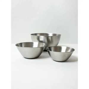 3 Pack Stainless Steel Mixing Bowl Set Nesting Stackable <b>Round</b> Silver Metal Salad Cooking Baking Storage <b>Basin</b> - Product Image 1